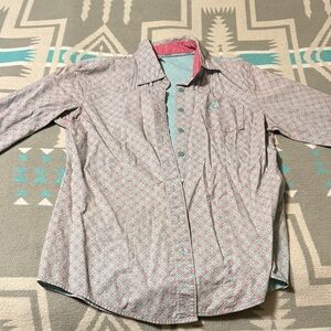 Cinch Women's Button Down Shirt - Pink and Blue